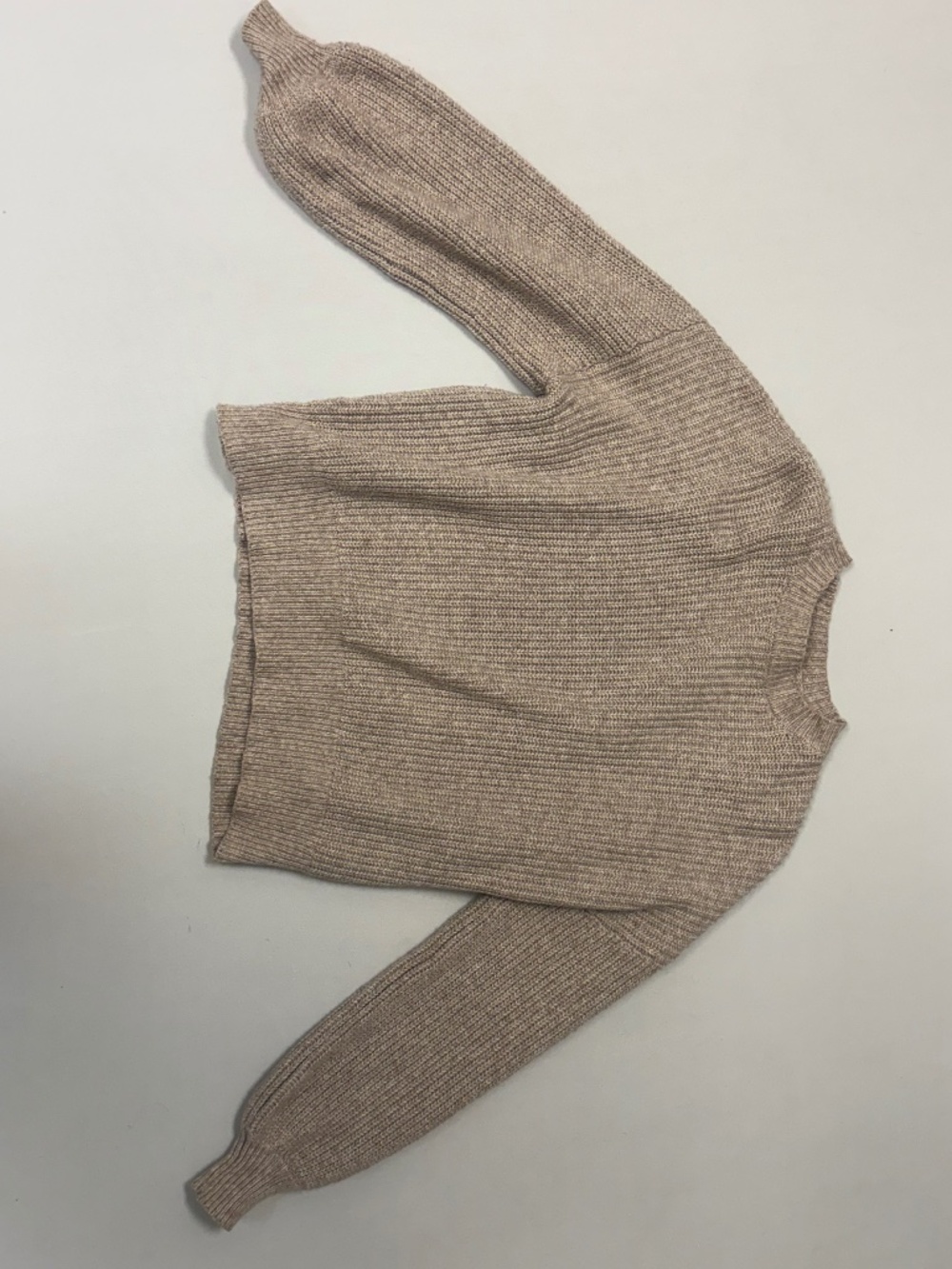 Forever 21 Oatmeal Chunky Ribbed Knit Crewneck Sweater Womens Small